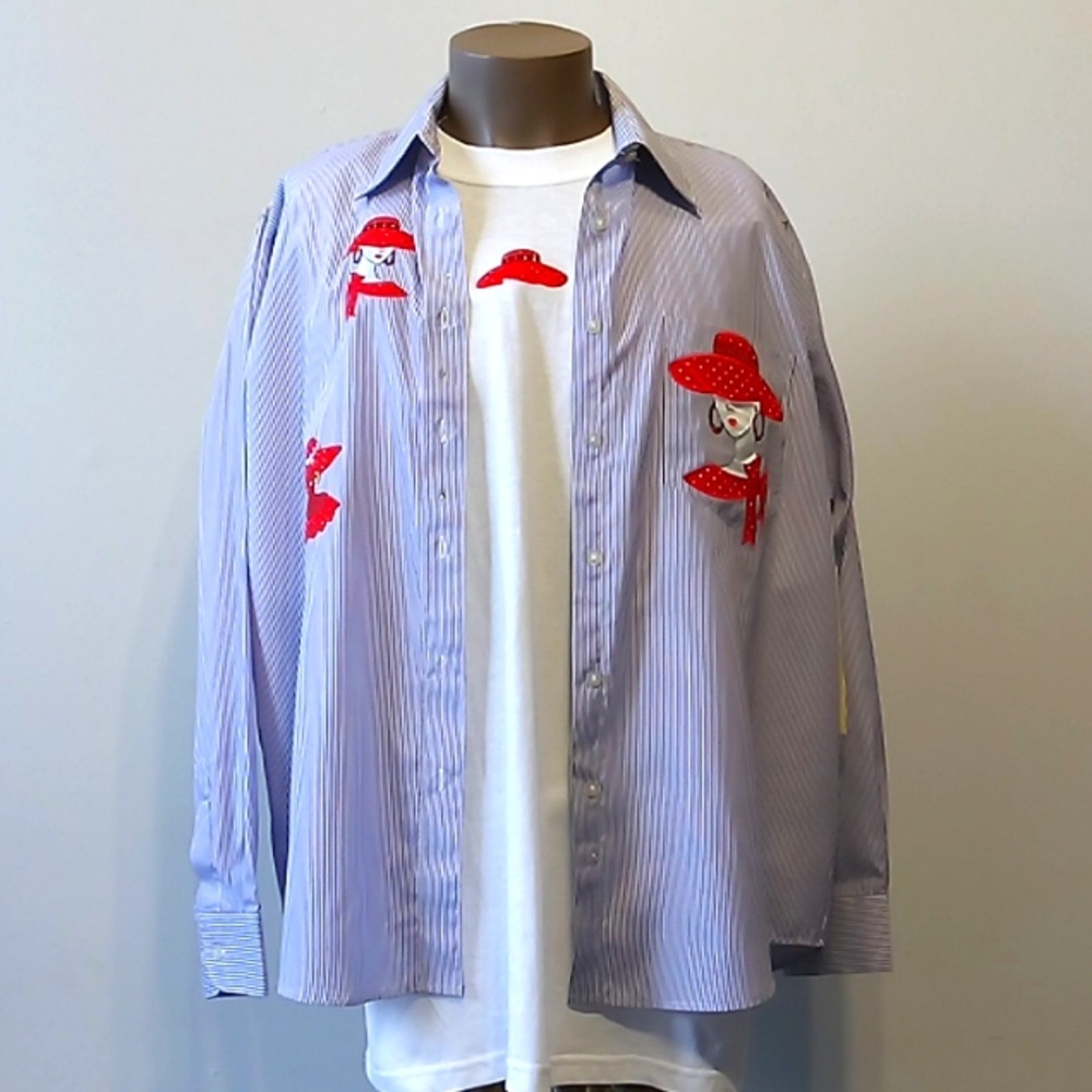 Rare 2pc Blue & White shirt with tee by Fabrizio
